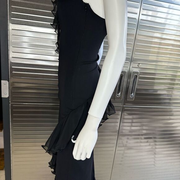 Jiki Monte Carlo France Sheer Ruffle Crystal Statement Formal Dress 4 - Picture 5 of 11